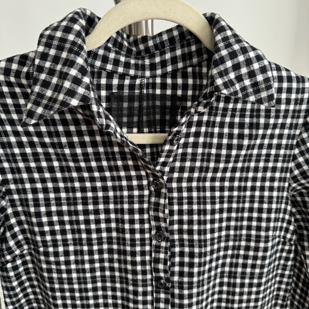 Reformation Black and White Checkered Tunic Button-Up Shirt XS - Picture 3 of 5